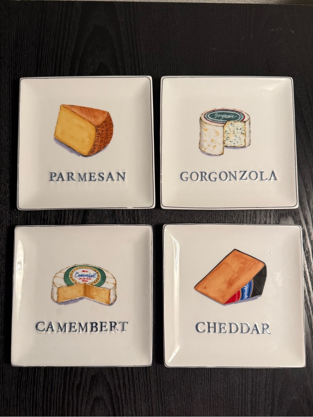 VTG Boston Warehouse Ceramic Cheese Appetizer Plates Set of 4 Nancy Green